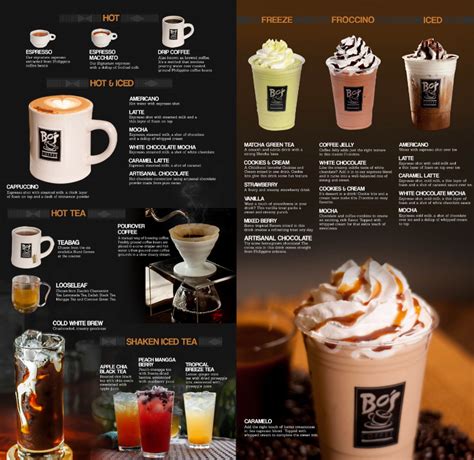 Bo's Coffee Menu .